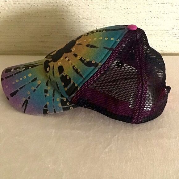 Vintage Mickey Mouse Womens Bling Hat Cap Green Mesh Snapback - Picture 2 of 5